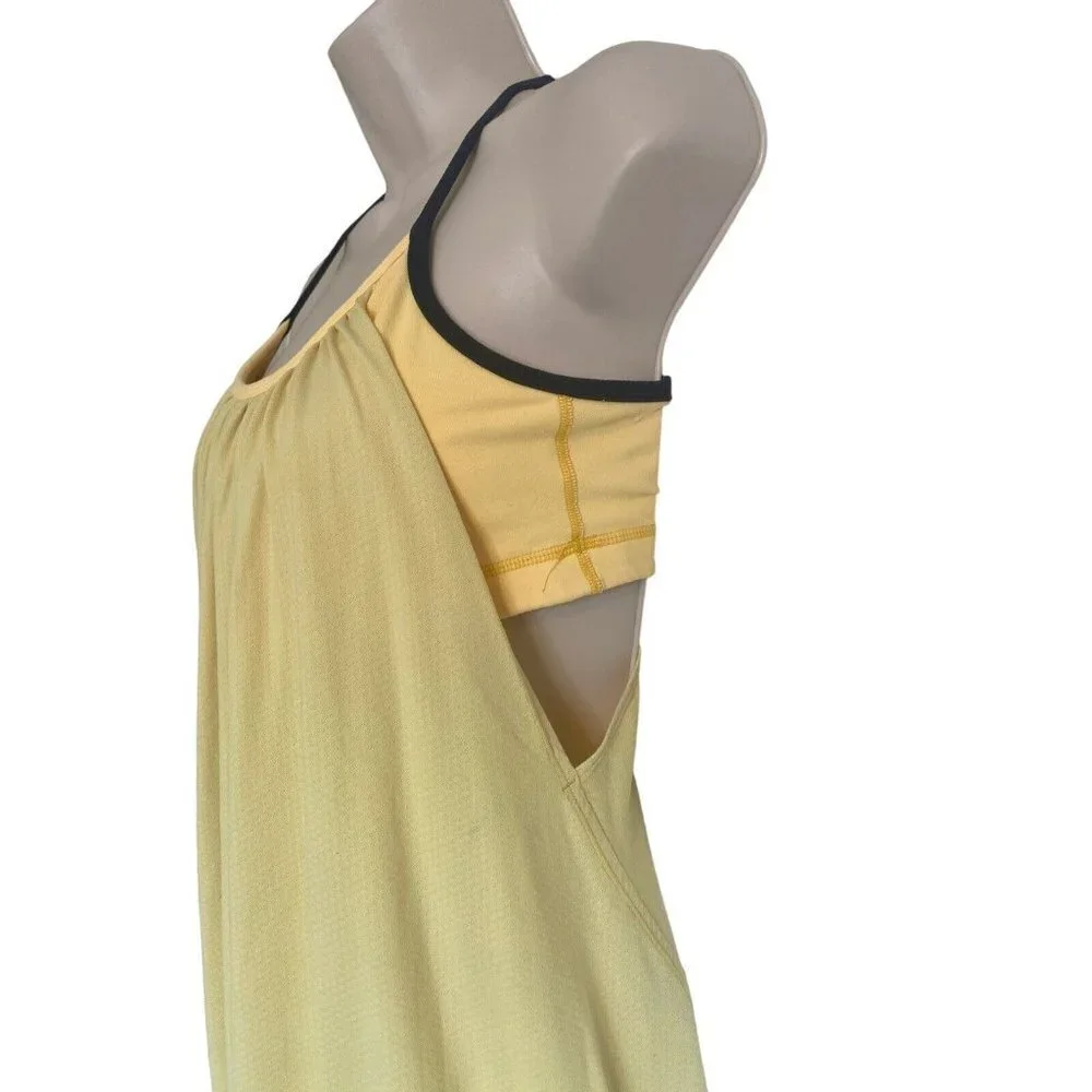 Lululemon Bra Tank Fitness Top Size 4 Relaxed Fit Yellow Black Racerback